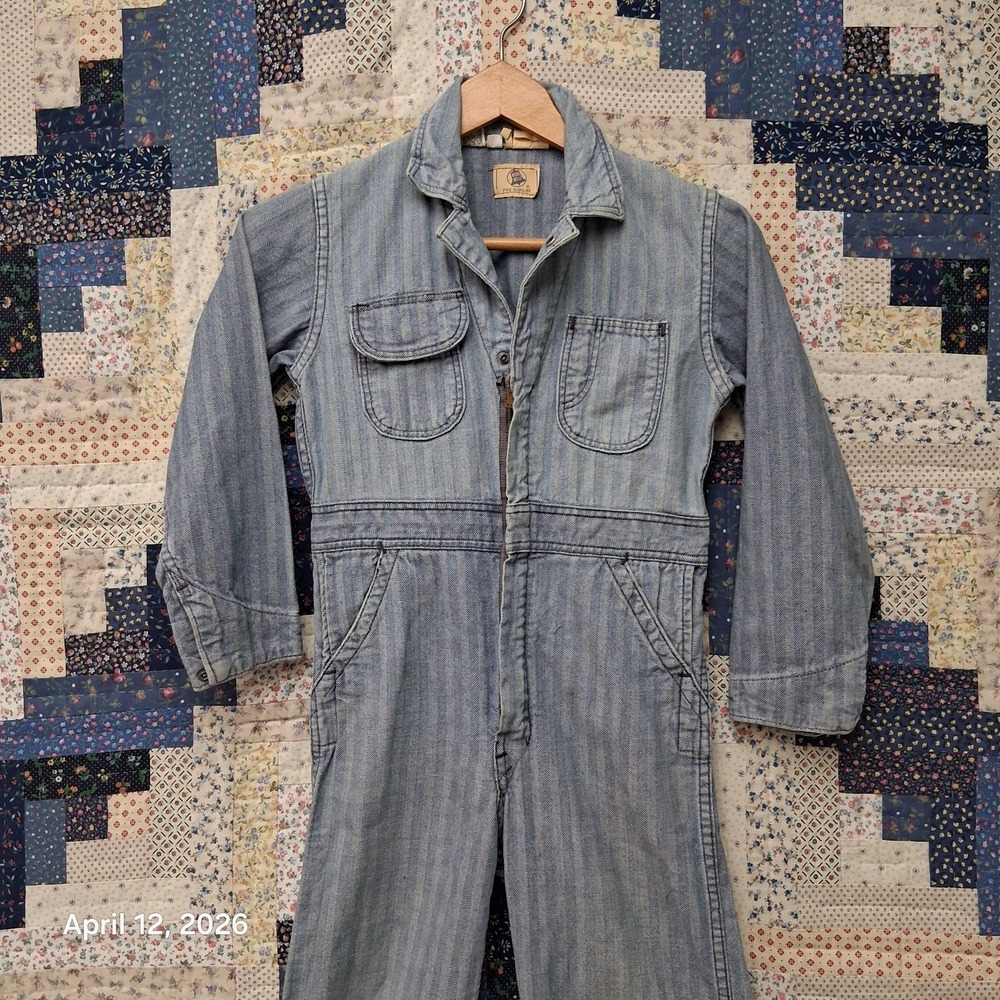 Vintage Blue Bell Denim Coveralls Childrens Size 10 Herringbone Twill 50s 60s